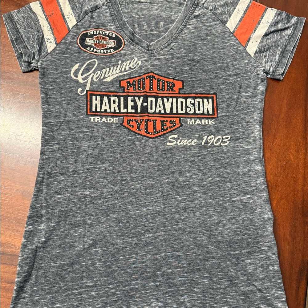 Harley-Davidson Gray Tee with Orange Logo Accent